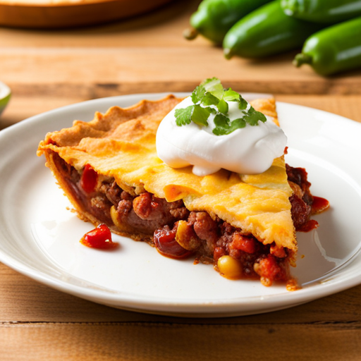 Corn Chip Chili Pie on a chef's table.