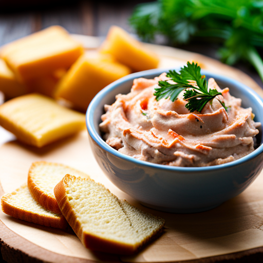 Hot Smoked Salmon Dip on a chef's table.