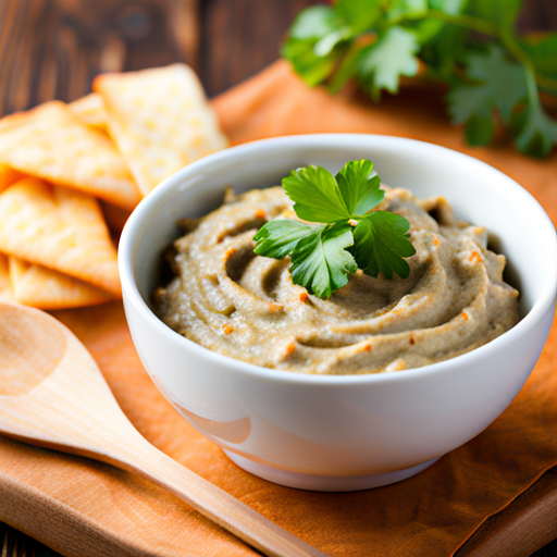 Roasted Eggplant Dip on a chef's table.